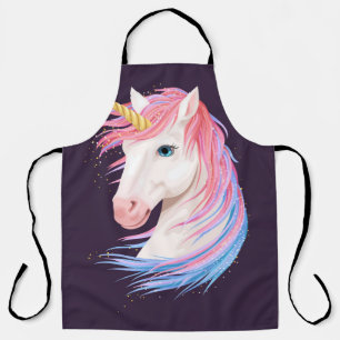 Vintage Illustration niedlicher Einhornfarben mit Schürze