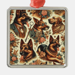 Vintage Illustration Ornament Aus Metall