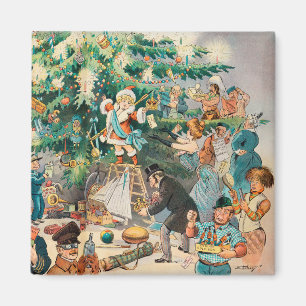 Vintage-Illustration Pucks Weihnachtsbaum, 1902 Magnet