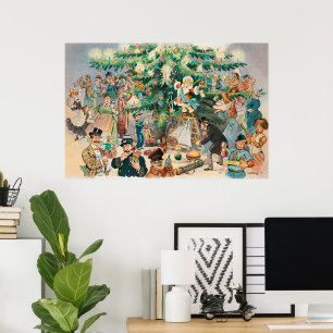 Vintage-Illustration Pucks Weihnachtsbaum, 1902 Poster