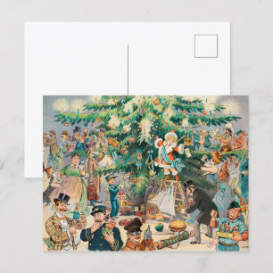 Vintage-Illustration Pucks Weihnachtsbaum, 1902 Postkarte