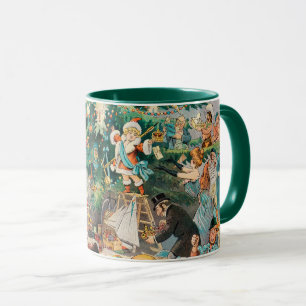 Vintage-Illustration Pucks Weihnachtsbaum, 1902 Tasse