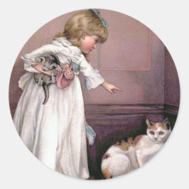 Vintage Illustration "Puss in der Ecke" Runder Aufkleber