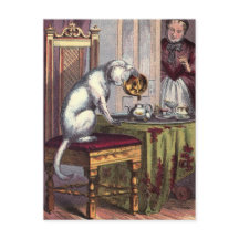 Vintage-Illustration: Puss macht Tee