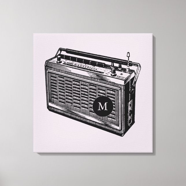 Vintage Illustration Radio Monogramm Leinwand (Vorderseite)