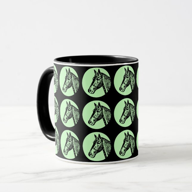 VINTAGE ILLUSTRATION Reitpferde Tasse (Vorderseite Links)