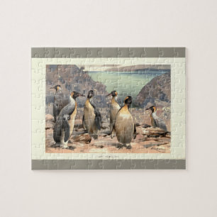 Vintage-Illustration riesiger Pinguine Antarktis Puzzle