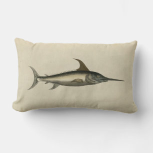 Vintage Illustration Schwertfisch Lendenkissen