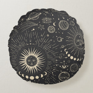 Vintage illustration set of moon phases. Different Rundes Kissen