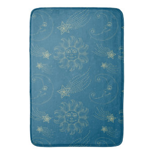 Vintage Illustration Sun Moon Stars Badematte