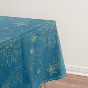 Vintage Illustration Sun Moon Stars Tischdecke