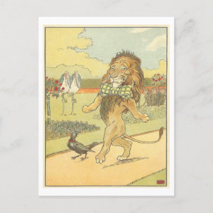 Vintage-Illustration tanzender Löwe mit Fliege Postkarte