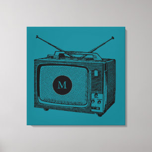 Vintage-Illustration Televisor Monogramm Leinwand