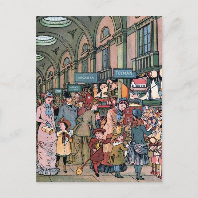 Vintage Illustration "The Arcade" Postkarte (Vorderseite)