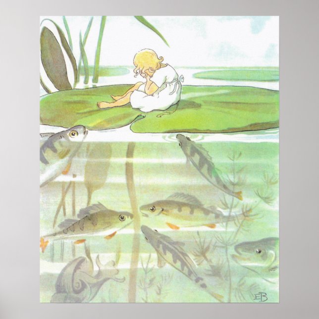 Vintage Illustration Thumbelina von Elsa Beskow Poster (Vorne)