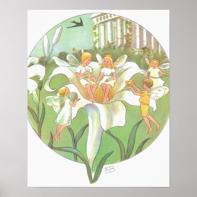 Vintage Illustration Thumbelina von Elsa Beskow Poster (Vorne)