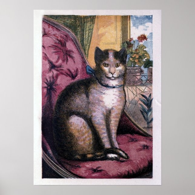 Vintage Illustration "Unsere Katze" Poster (Vorne)