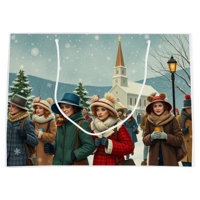 Vintage Illustration verlassend Menschen Große Geschenktüte (Vorderseite)