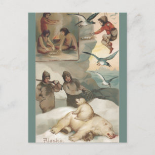 Vintage-Illustration von Alaska Postkarte