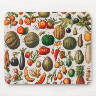 Vintage-Illustration von Früchten und Gemüse Mousepad