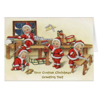 Vintage Illustration von kleinen Weihnachtsmännern