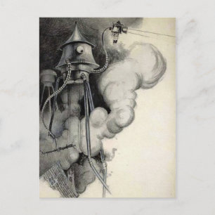 Vintage-illustration von Krieg der Welten unveröff Postkarte