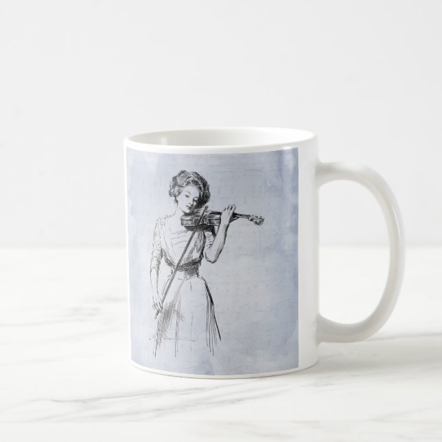 Vintage Illustration von Violine Kaffeetasse (Rechts)
