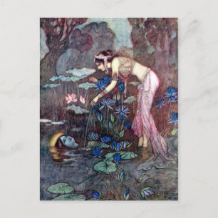 Vintage-Illustration von Warwick Goble: Die Lotusb Postkarte