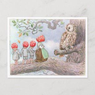 Vintage-Illustration Wald Kinder Elsa Beskow Postkarte