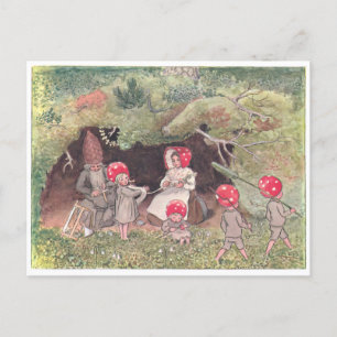 Vintage-Illustration Waldkinder Elsa Beskow Postkarte