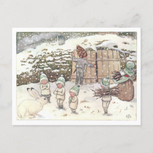 Vintage-Illustration Waldkinder Elsa Beskow Postkarte