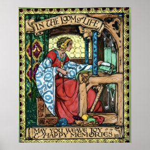 Vintage-Illustration "Webstuhl des Lebens" Arts Poster