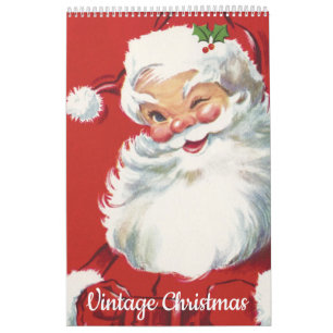 Vintage Illustration Weihnachtsmann Kalender