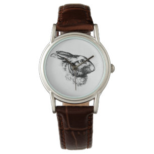 Vintage Illustration zum Ostergeblasen Hare Rabbit Armbanduhr