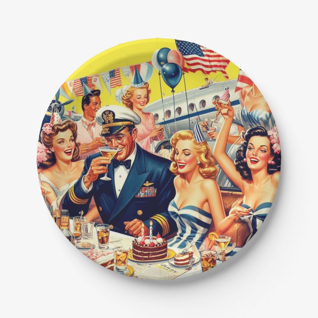 Vintage Illustration zum Party der 50er Jahre Pappteller (Vorderseite)