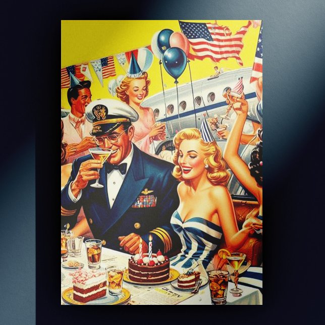 Vintage Illustration zum Party der 50er Jahre Postkarte (Von Creator hochgeladen)