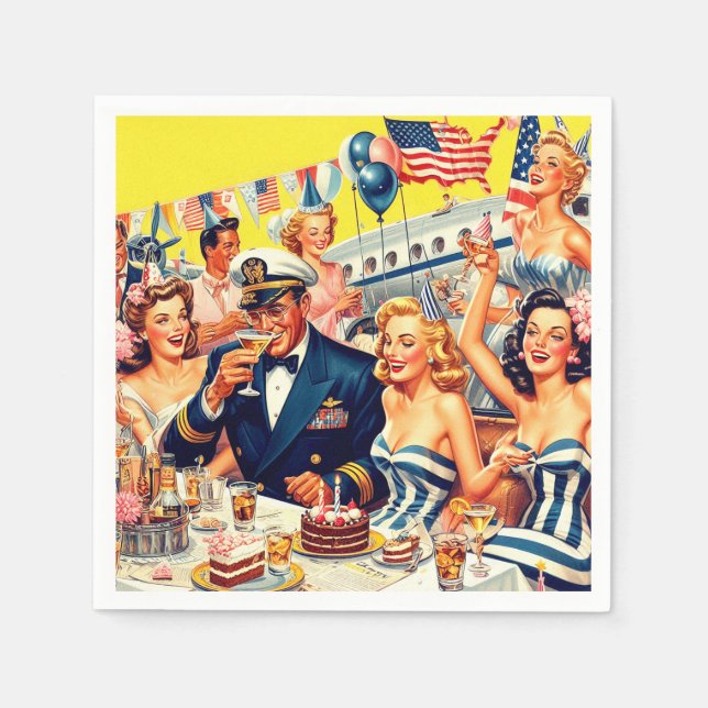 Vintage Illustration zum Party der 50er Jahre Serviette (Vorderseite)