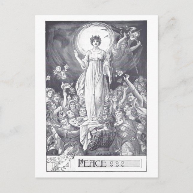 Vintage Illustration zur Friedensabwehr gegen den  Postkarte (Vorderseite)