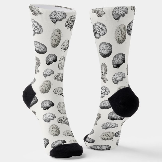 Vintage-Illustrationen der Hirnanatomie Socken (Gewinkelt)