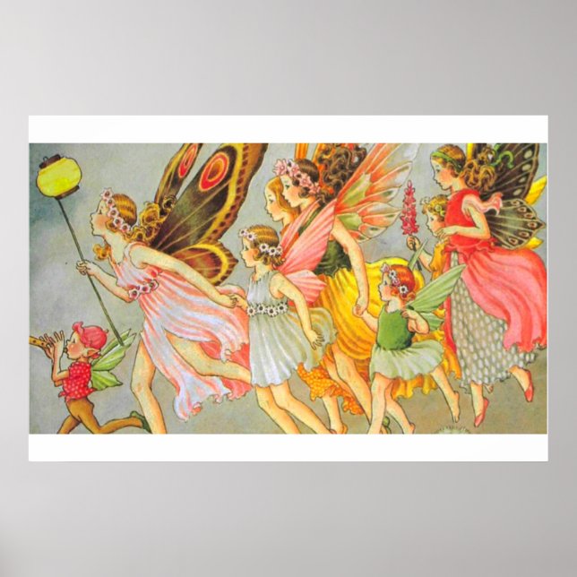 Vintage Illustrationen von Fairies Poster (Vorne)