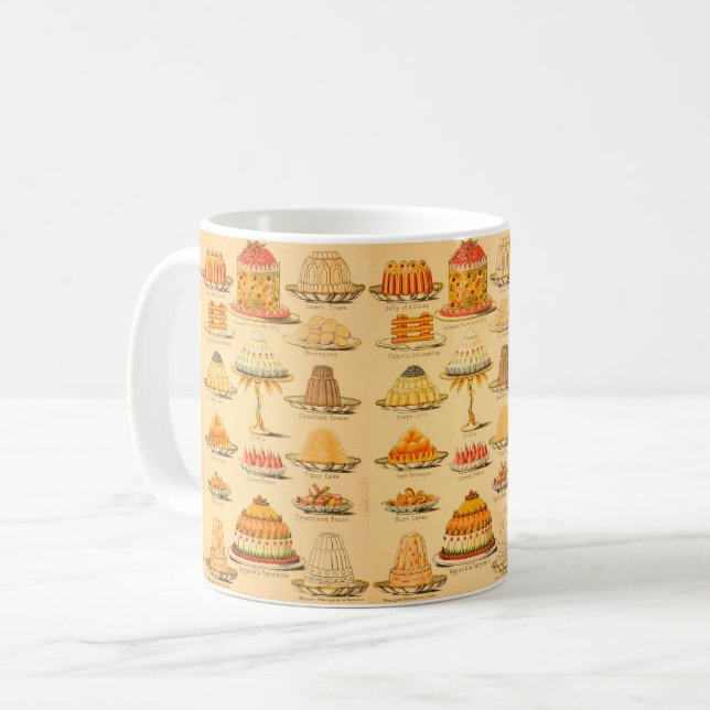 Vintage Illustrationscreme Kaffeetasse (Vorderseite Links)