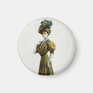 Vintage Illustrationsdame in Traubenhut Magnet