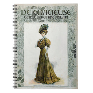 Vintage Illustrationsdame in Traubenhut Notizblock