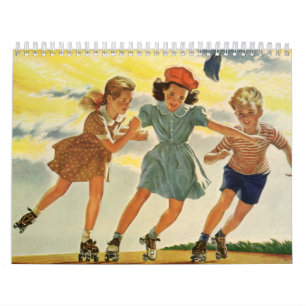 Vintage Illustrationskinder Kalender