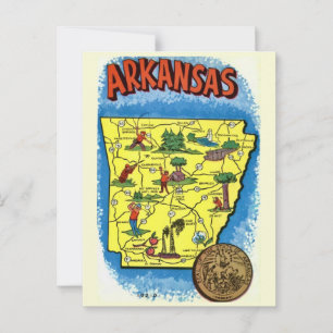 Vintage Illustrierte Arkansas Karte Postkarte