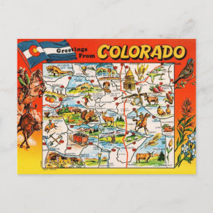 Vintage illustrierte Colorado-Karte  Postkarte