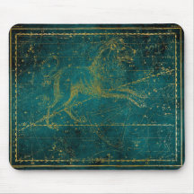 Vintage Illustrierte Green & Gold Lion Star Karte