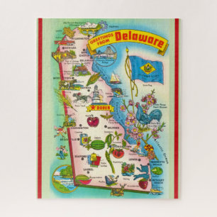 Vintage Illustrierte Karte von Delaware Puzzle