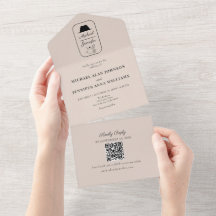 Vintage illustrierte QR-Code-Hochzeit