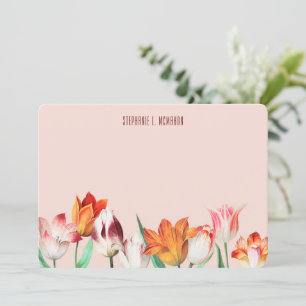 Vintage Illustrierte Tulissen auf hellrosa Mitteilungskarte